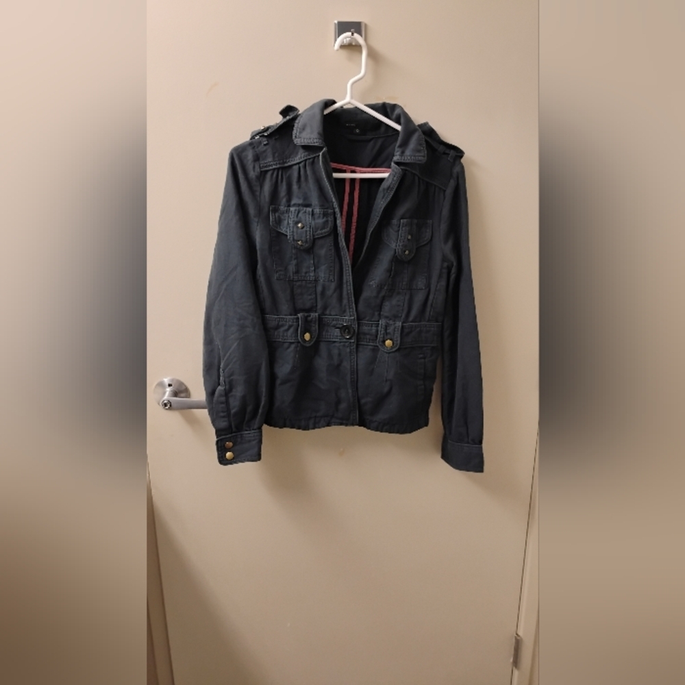 Marc Jacobs Blue Buttoned Stud Utility Jacket Cotton Sz 10
